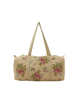 Floral Embroidered Check Weekend Bag